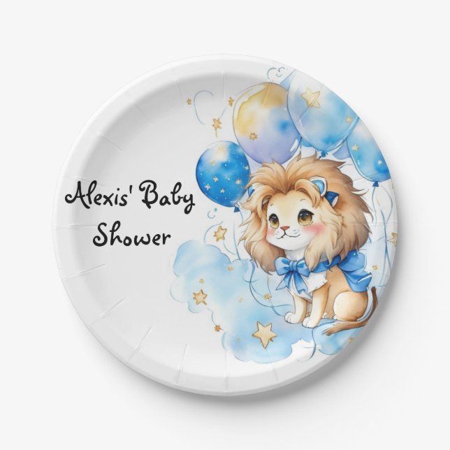 Plato De Papel Cute Lion Baby Shower (Anverso)