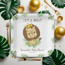 Cute Lion Tema de Baby Shower Watercolor Safari