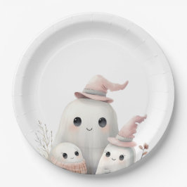 Plato De Papel cute little boo girl First Halloween Baby shower
