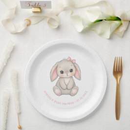 Plato De Papel Cute Little Bunny Girl Baby Shower