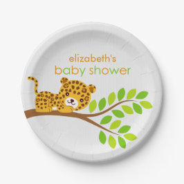 Plato De Papel Cute Little Leopard Baby Shower Paper Plate