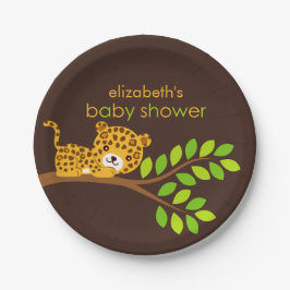 Plato De Papel Cute Little Leopard Baby Shower Paper Plate