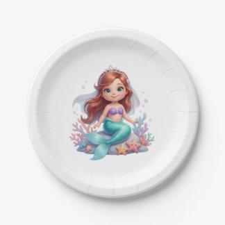 Plato De Papel Cute Little Mermaid Baby Shower Paper Plates