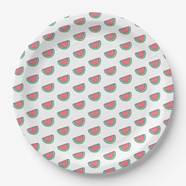 Plato De Papel Cute Little Water Melon Pattern Niños Cumpleaños (Anverso)