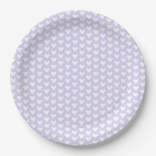 Plato De Papel Cute Little White Hearts Patrón Lavanda