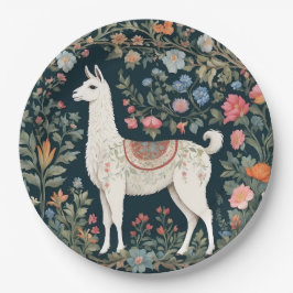 Plato De Papel Cute Llama Elegante Floral