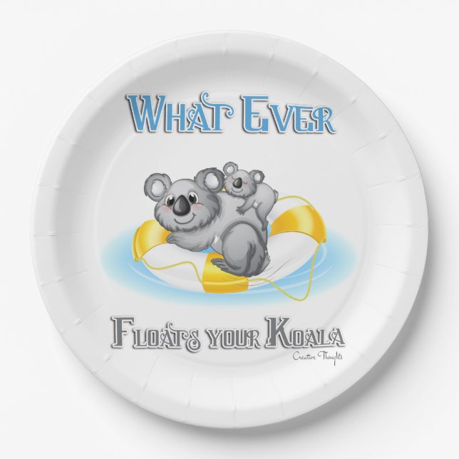Plato De Papel CUTE Lo Que flote tu Koala (Anverso)