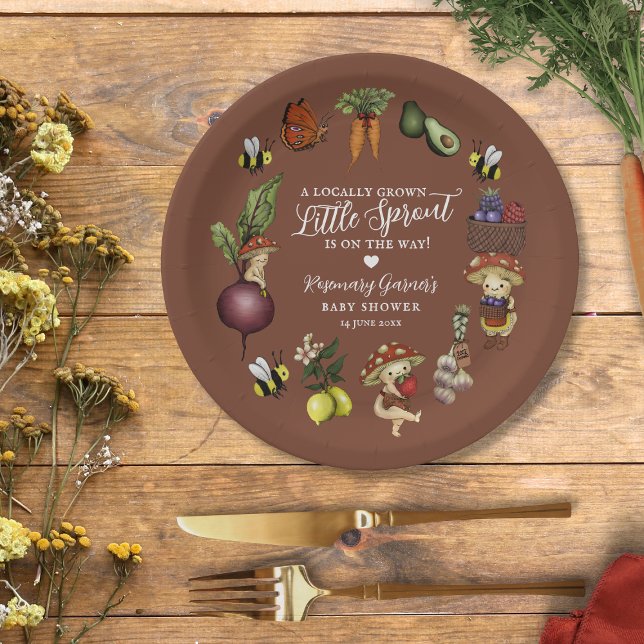 Plato De Papel Cute Locally Grown Little Sprout Baby Shower (Subido por el creador)