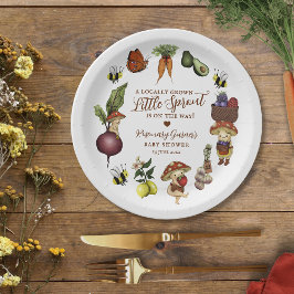 Plato De Papel Cute Locally Grown Little Sprout Baby Shower