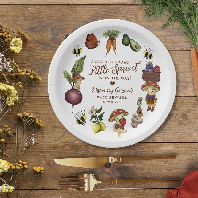 Plato De Papel Cute Locally Grown Little Sprout Baby Shower (Subido por el creador)