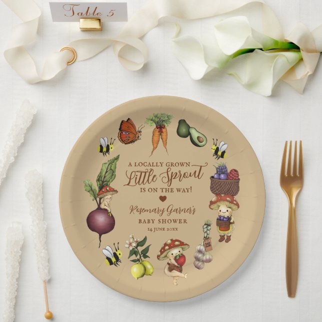 Plato De Papel Cute Locally Grown Little Sprout Baby Shower (Boda)
