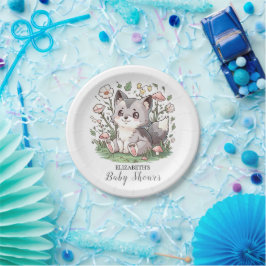 Plato De Papel Cute Lovely Wolf Baby Shower
