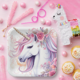 Plato De Papel Cute Magical Unicorn