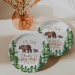 Plato De Papel Cute Mama Baby Bear Boy Baby Shower<br><div class="desc">Muchacho linda acuarela mamá y bebé oso tema de la madera bebé chile de papel de ducha. ¡Personalizable!</div>