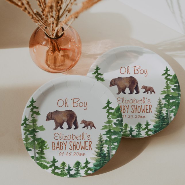 Plato De Papel Cute Mama Baby Bear Boy Baby Shower (Subido por el creador)