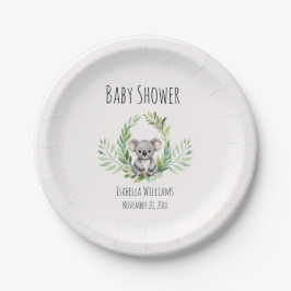Plato De Papel Cute Minimal Koala Bear Baby Shower