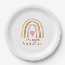 Plato De Papel Cute Minimal Neutral Boho Rainbow Baby Shower
