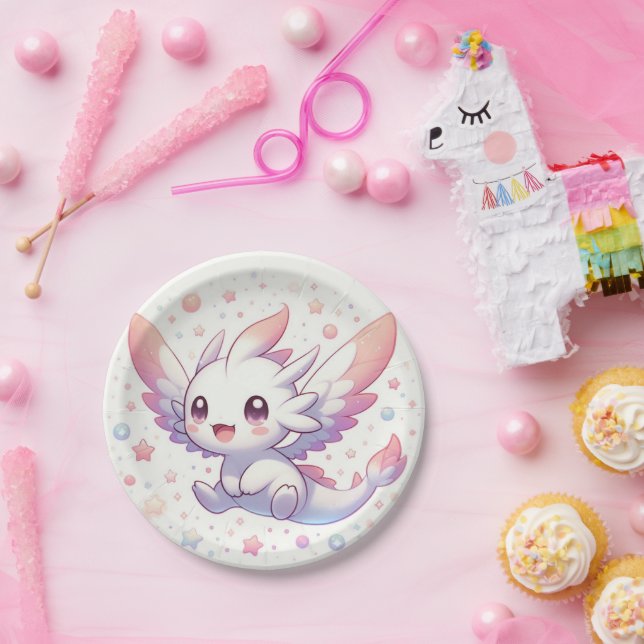 Plato De Papel Cute Mithical Dragon Baby Shower (Fiesta)