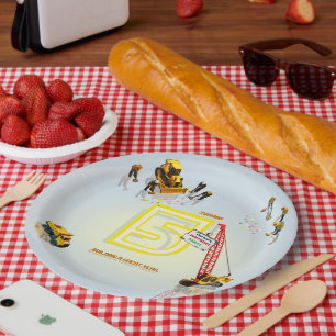 Plato De Papel Cute moderna Construcción Camión Tema Placa de pap