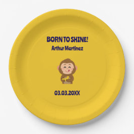Plato De Papel Cute Monkey Theme Boy Baby Shower
