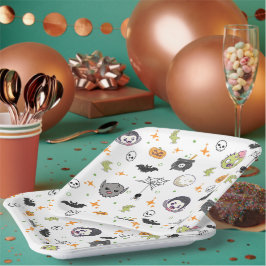 Plato De Papel Cute Monster Halloween Party Plates