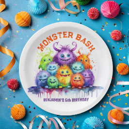 Plato De Papel Cute Monsters Kids Birday Fiesta Placas de papel