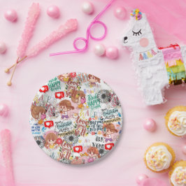 Plato De Papel Cute Motivacional – Cita Positiva Kawaii 