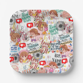 Plato De Papel Cute Motivational – Positive Quote Kawaii 