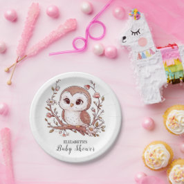 Plato De Papel Cute Mystical Owl Baby Shower