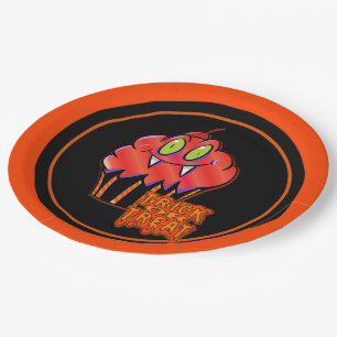 Plato De Papel Cute Naranja de Halloween Vampire Cupakes Placas d