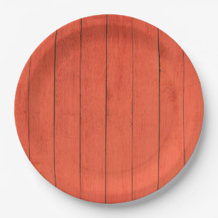 Plato De Papel Cute Naranja Woodgrain Vintage