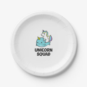 Plato De Papel Cute Narwhal Unicorn Squad Funny Unicorn Y Narwh