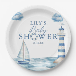 Plato De Papel Cute Nautical Ocean Baby Shower