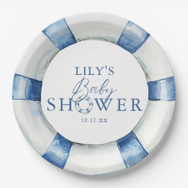 Plato De Papel Cute Nautical Ocean Lifebuoy Baby Shower
