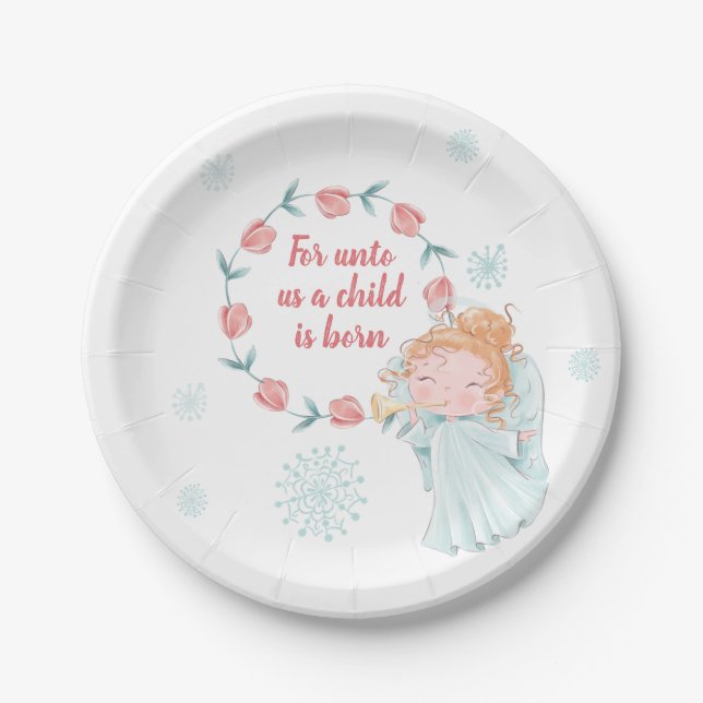 Plato De Papel Cute Navidades Placas de papel Angel (Anverso)