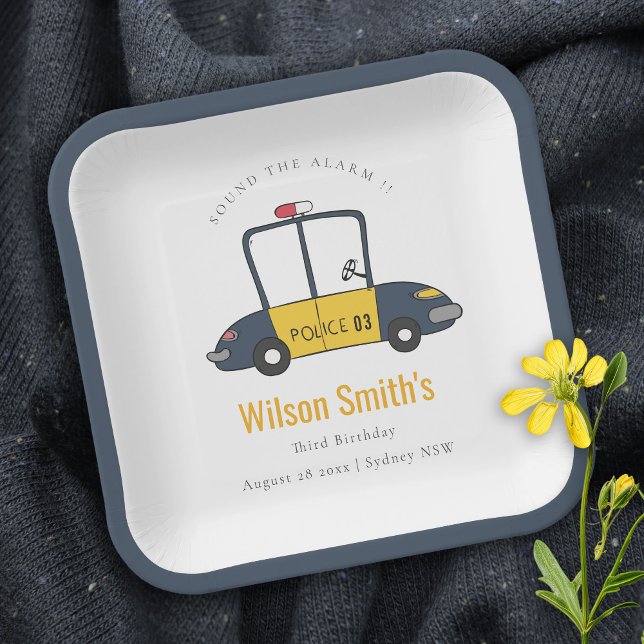 Plato De Papel Cute Navy Yellow Police Car Kids Cualquier Edad Cu (Subido por el creador)