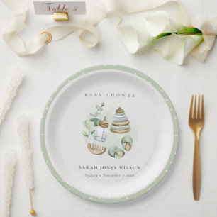 Plato De Papel Cute Nursery Essential Leafy Green Baby Shower
