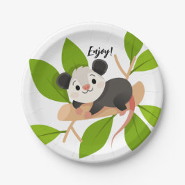 Plato De Papel Cute Opossum on Branch with Green Leaves
