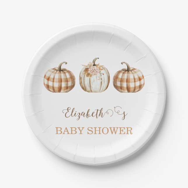 Plato De Papel Cute Orange Little Pumpkin Baby Shower  (Anverso)