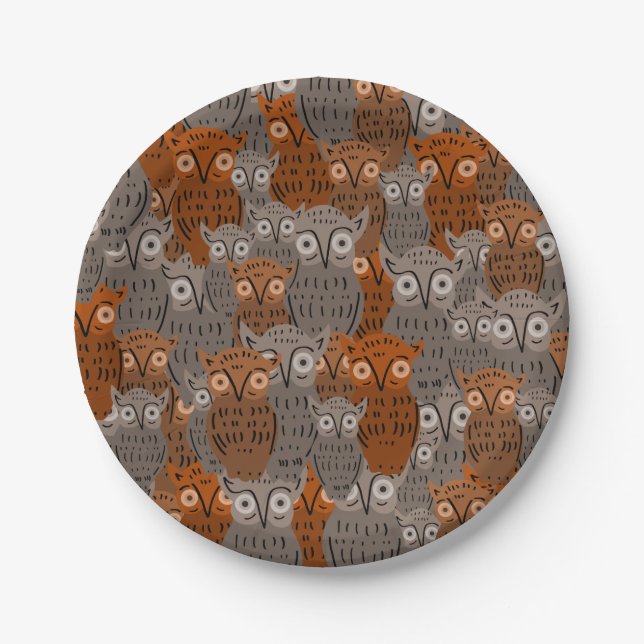 Plato De Papel Cute Owl Paper Plates (Anverso)