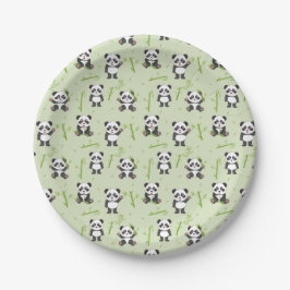 Plato De Papel Cute Panda Bear Bamboo Kawaii Animals Pattern