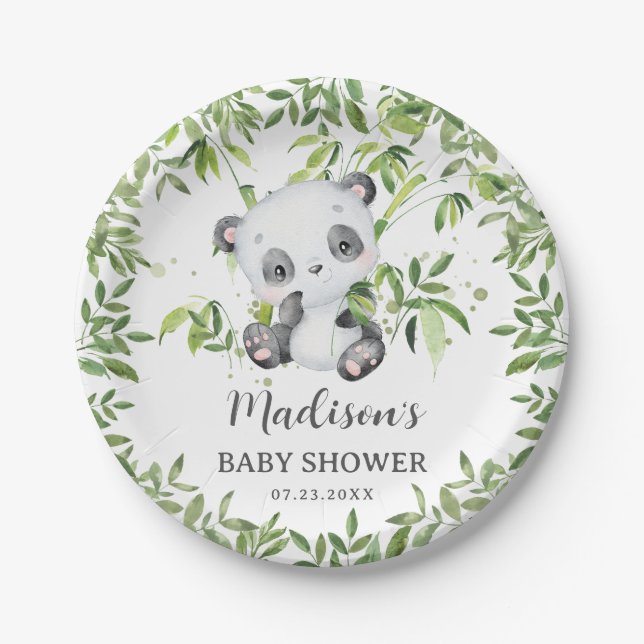 Plato De Papel Cute Panda Bear Cub Greeneration Baby Shower Cumpl (Anverso)