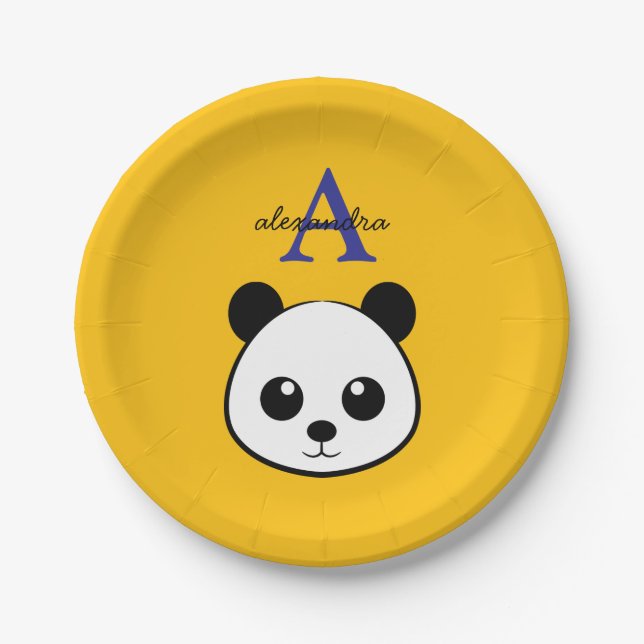 Plato De Papel Cute Panda Bear Paper Plates – Personalized  (Anverso)
