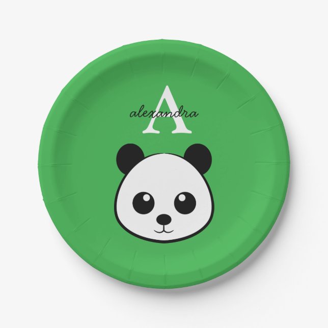 Plato De Papel Cute Panda Bear Paper Plates – Personalized  (Anverso)