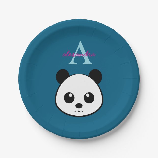 Plato De Papel Cute Panda Bear Paper Plates – Personalized  (Anverso)
