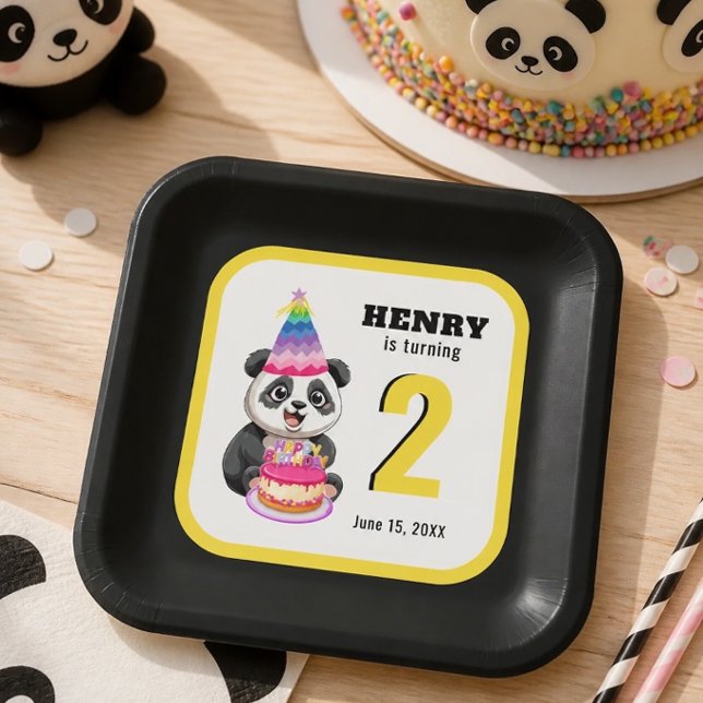 Plato De Papel Cute Panda - Cumpleaños Personalizado (Subido por el creador)