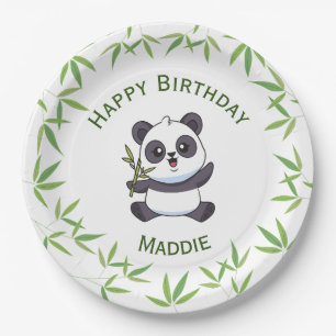 Plato De Papel Cute Panda Kiddie Restitución de cumpleaños