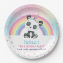 Cute Pandacorn Panda Birthday Party Rainbow
