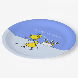Plato De Papel Cute pares Figura Patinaje Divertido Pears