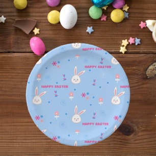 Plato De Papel Cute Pastel Color Semana Santa Bunny Placa De Pape